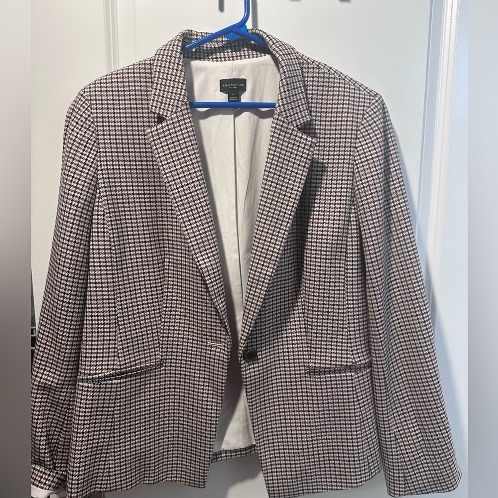 Ann Taylor Multicolor Checkered Blazer